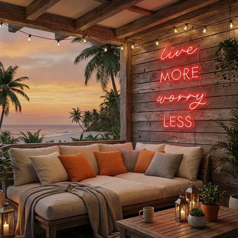 Live More Worry Less Led Neon Sign Light