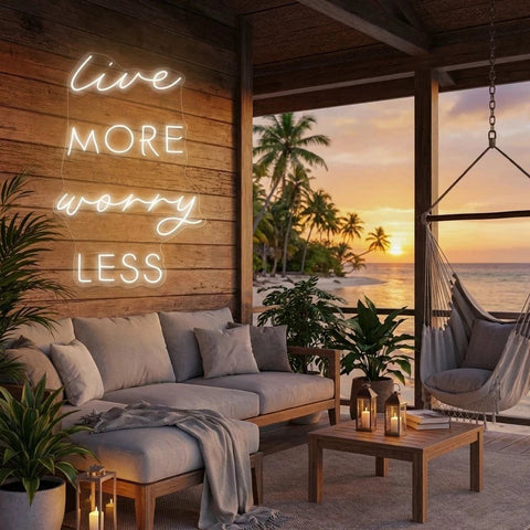 Live More Worry Less Led Neon Sign Light