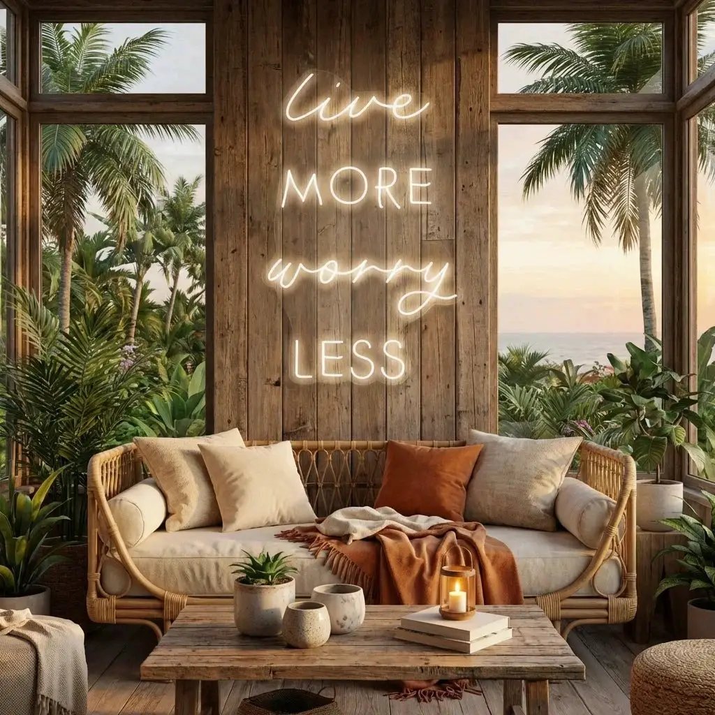 Live More Worry Less Led Neon Sign Light