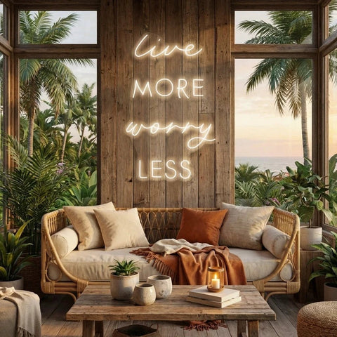 Live More Worry Less Led Neon Sign Light