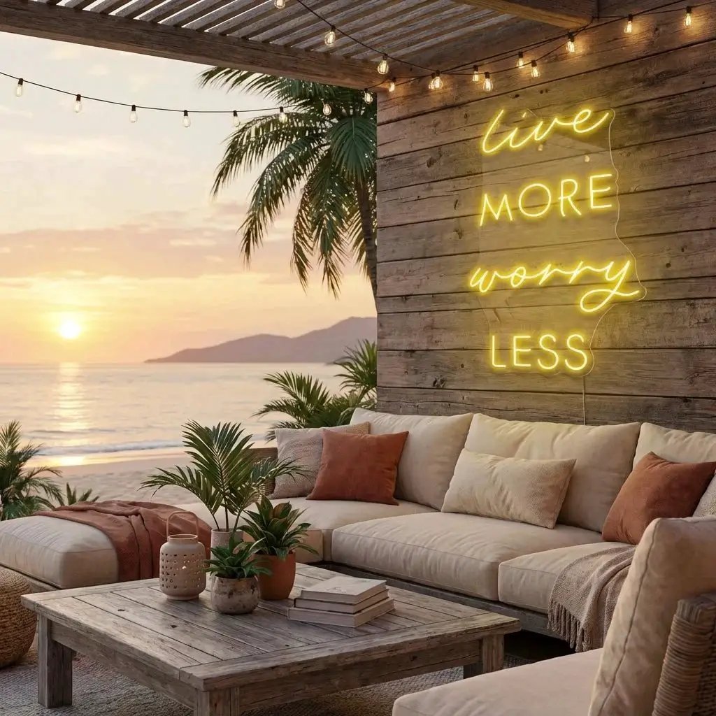 Live More Worry Less Led Neon Sign Light