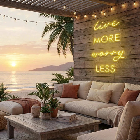 Live More Worry Less Led Neon Sign Light