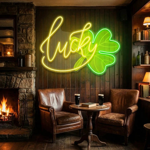 Lucky St Patrick's Day Artwork Led Neon Sign Light