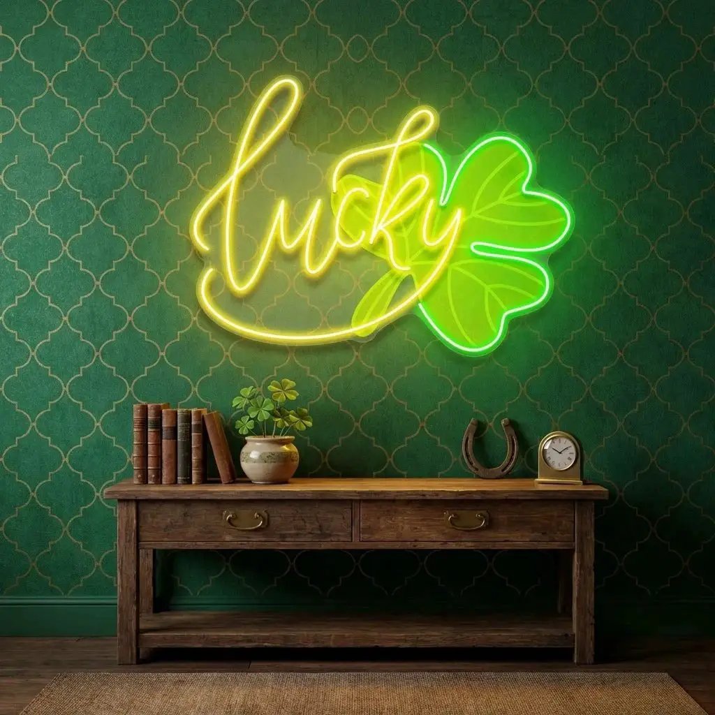 Lucky St Patrick's Day Artwork Led Neon Sign Light
