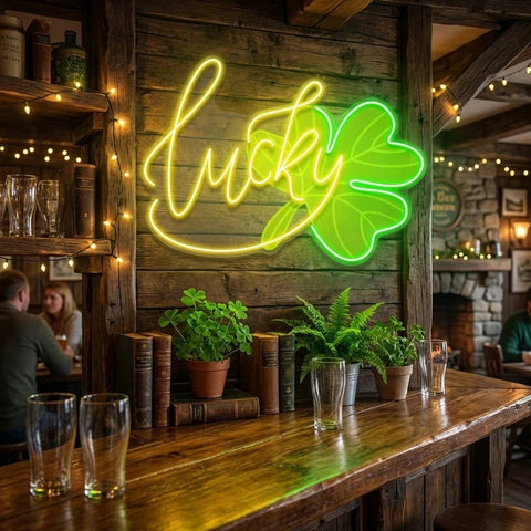 Lucky St Patrick's Day Artwork Led Neon Sign Light