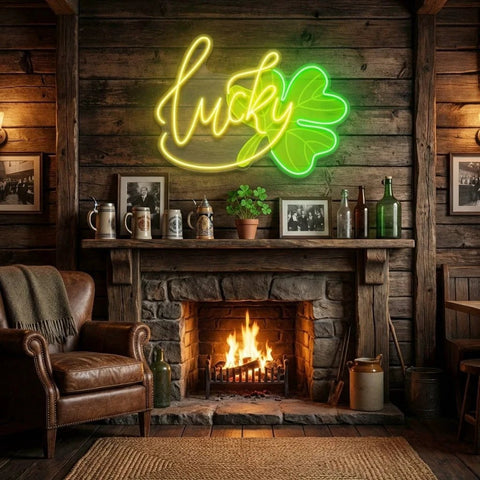 Lucky St Patrick's Day Artwork Led Neon Sign Light
