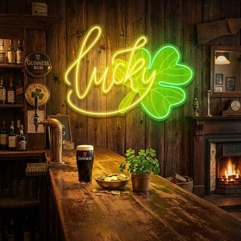 Lucky St Patrick's Day Artwork Led Neon Sign Light