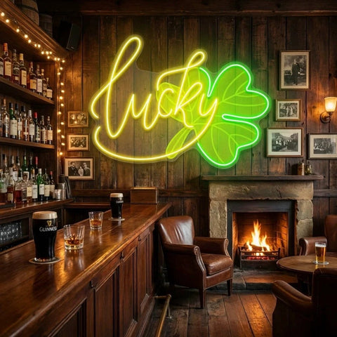 Lucky St Patrick's Day Artwork Led Neon Sign Light