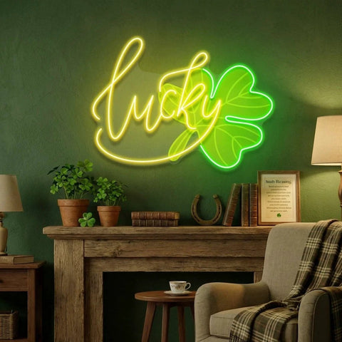 Lucky St Patrick's Day Artwork Led Neon Sign Light