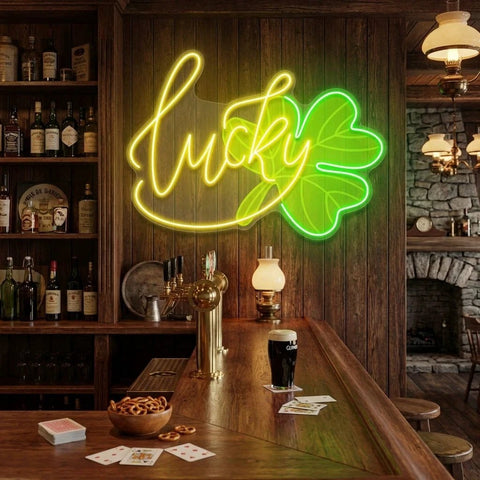 Lucky St Patrick's Day Artwork Led Neon Sign Light
