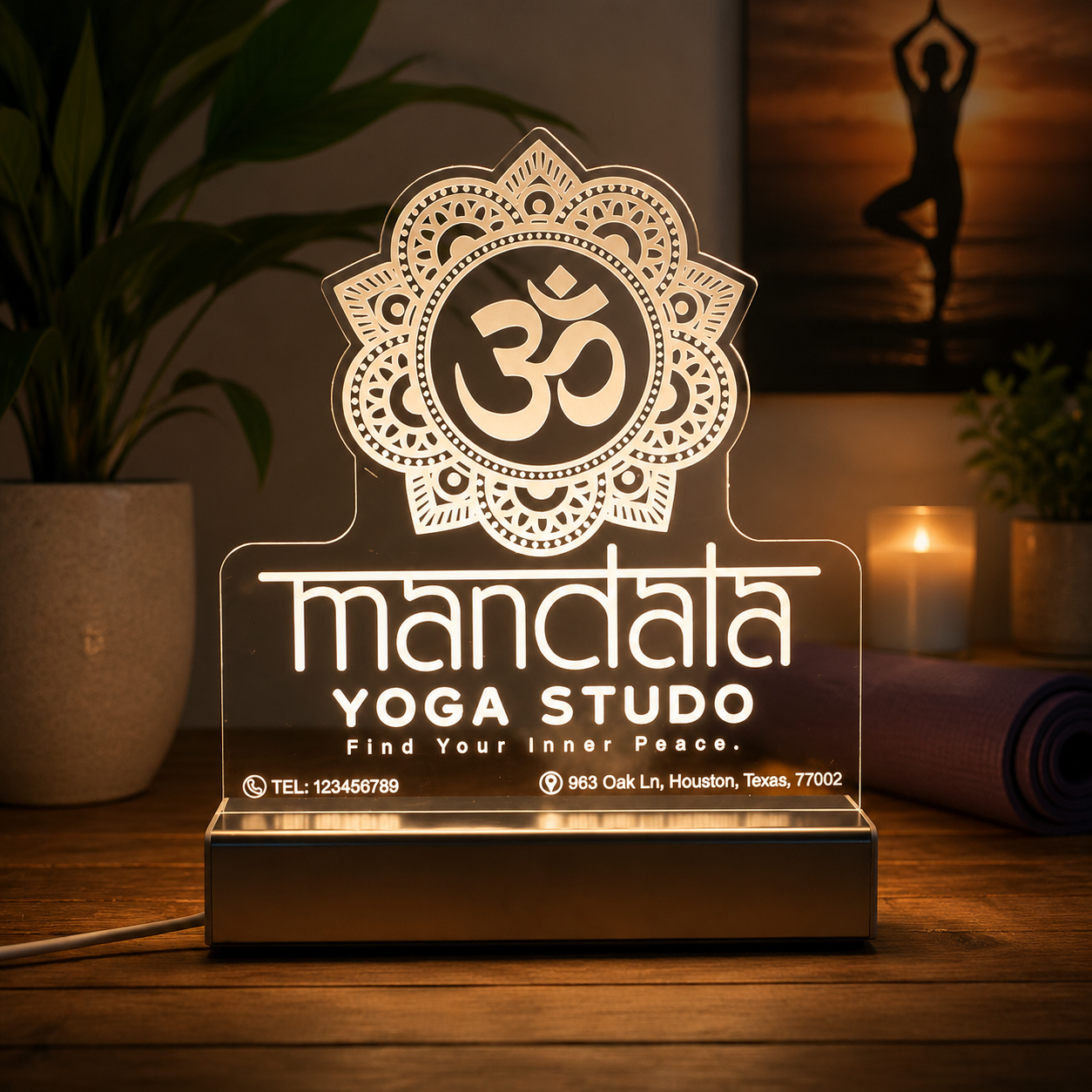 Personalized Mandala Yoga Studio Night Light SGTN048