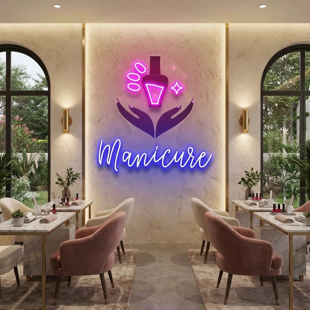 Manicure Artwork Led Neon Sign Light, Nail Salon Decoration