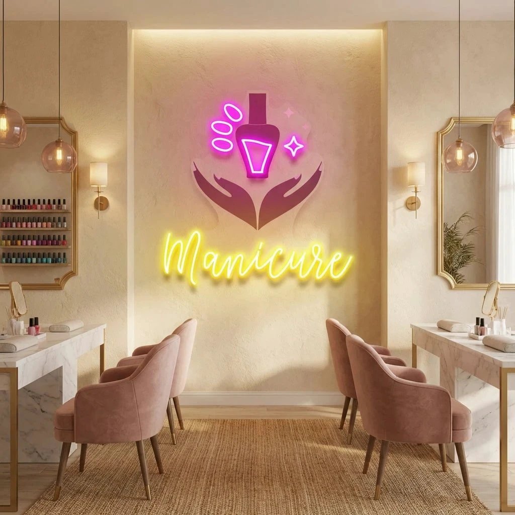 Manicure Artwork Led Neon Sign Light, Nail Salon Decoration