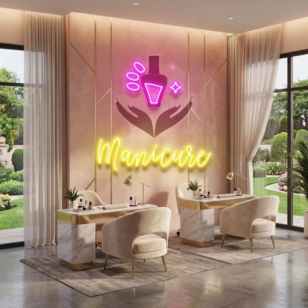 Manicure Artwork Led Neon Sign Light, Nail Salon Decoration