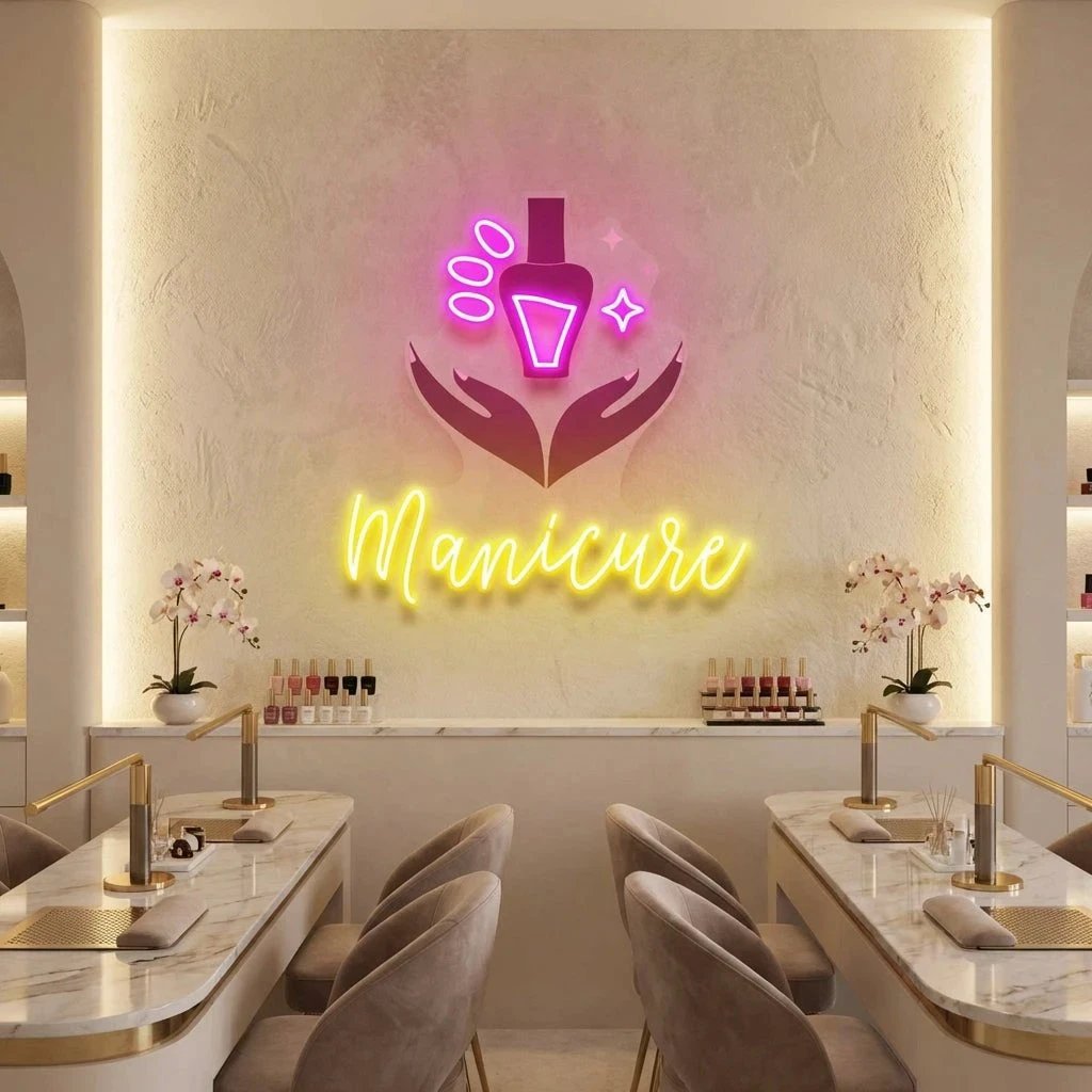 Manicure Artwork Led Neon Sign Light, Nail Salon Decoration