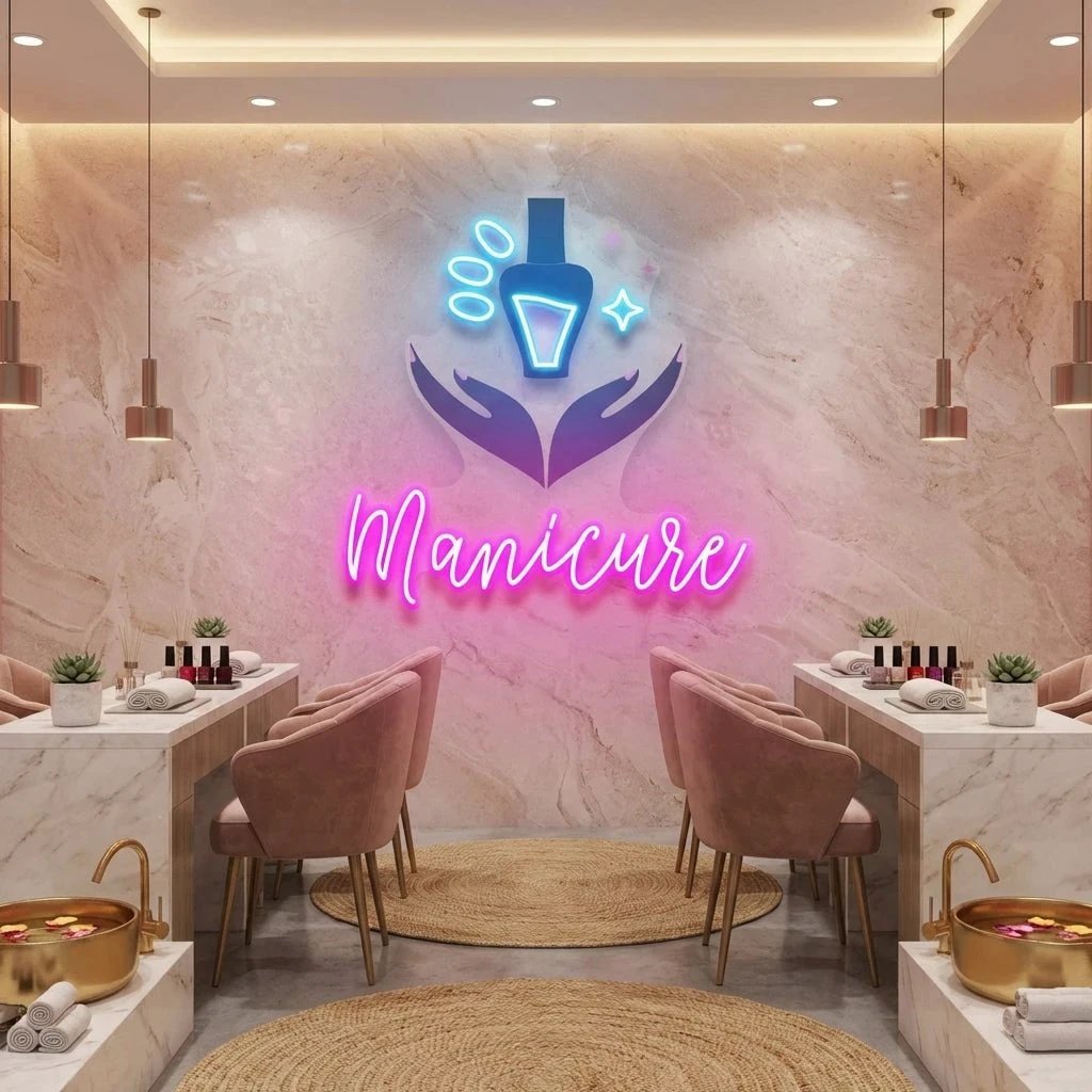 Manicure Artwork Led Neon Sign Light, Nail Salon Decoration