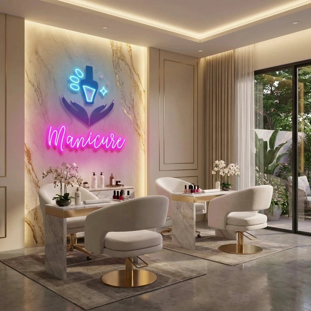 Manicure Artwork Led Neon Sign Light, Nail Salon Decoration