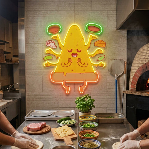 Meditating Pizza LED Neon Sign Light Pop Art