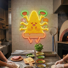 Meditating Pizza LED Neon Sign Light Pop Art