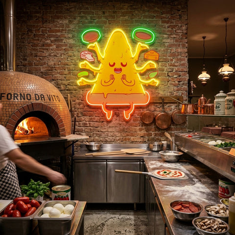 Meditating Pizza LED Neon Sign Light Pop Art