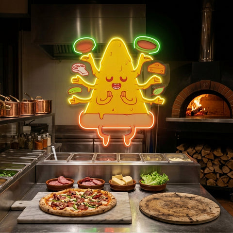 Meditating Pizza LED Neon Sign Light Pop Art