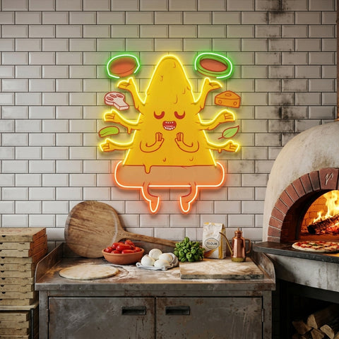 Meditating Pizza LED Neon Sign Light Pop Art