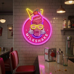 Milkshake Badge LED Neon Sign Light Pop Art