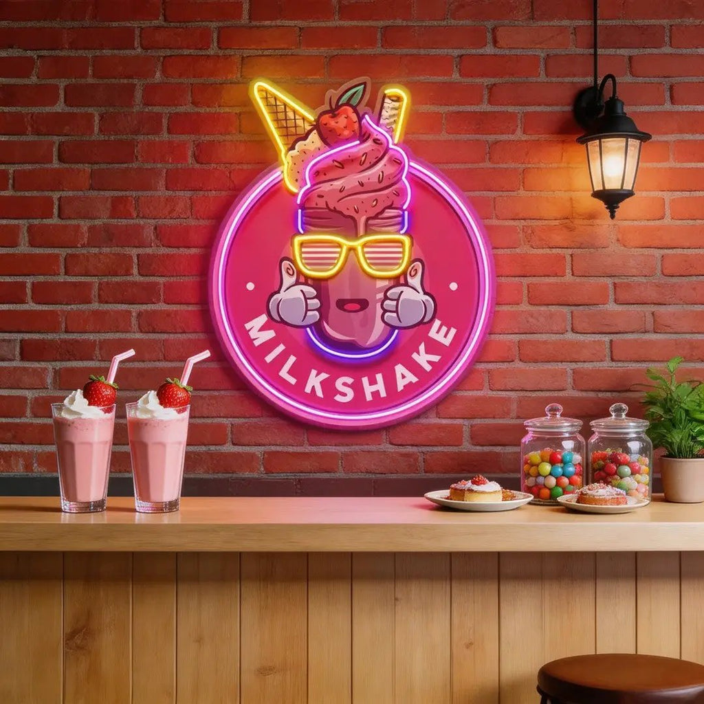 Milkshake Badge LED Neon Sign Light Pop Art