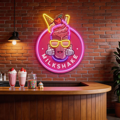 Milkshake Badge LED Neon Sign Light Pop Art