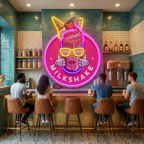 Milkshake Badge LED Neon Sign Light Pop Art