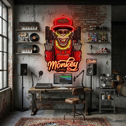Monkey Gold Chain LED Neon Sign Light Pop Art