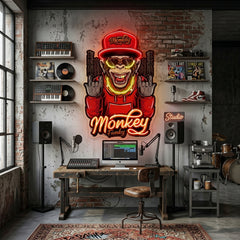 Monkey Gold Chain LED Neon Sign Light Pop Art