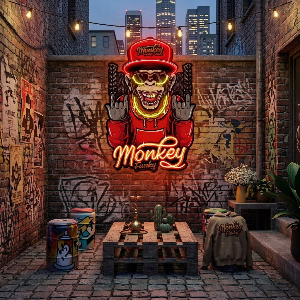 Monkey Gold Chain LED Neon Sign Light Pop Art