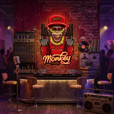 Monkey Gold Chain LED Neon Sign Light Pop Art