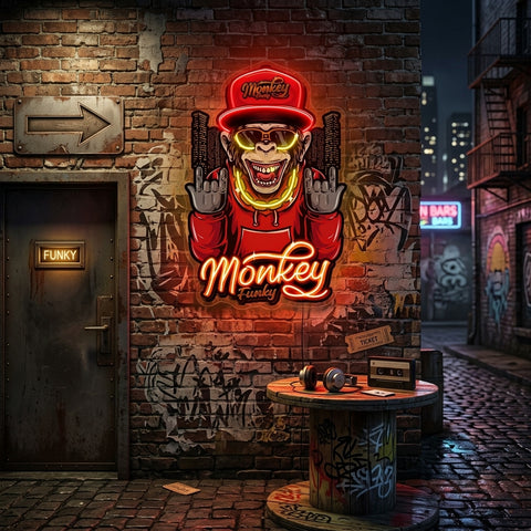 Monkey Gold Chain LED Neon Sign Light Pop Art