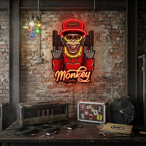Monkey Gold Chain LED Neon Sign Light Pop Art