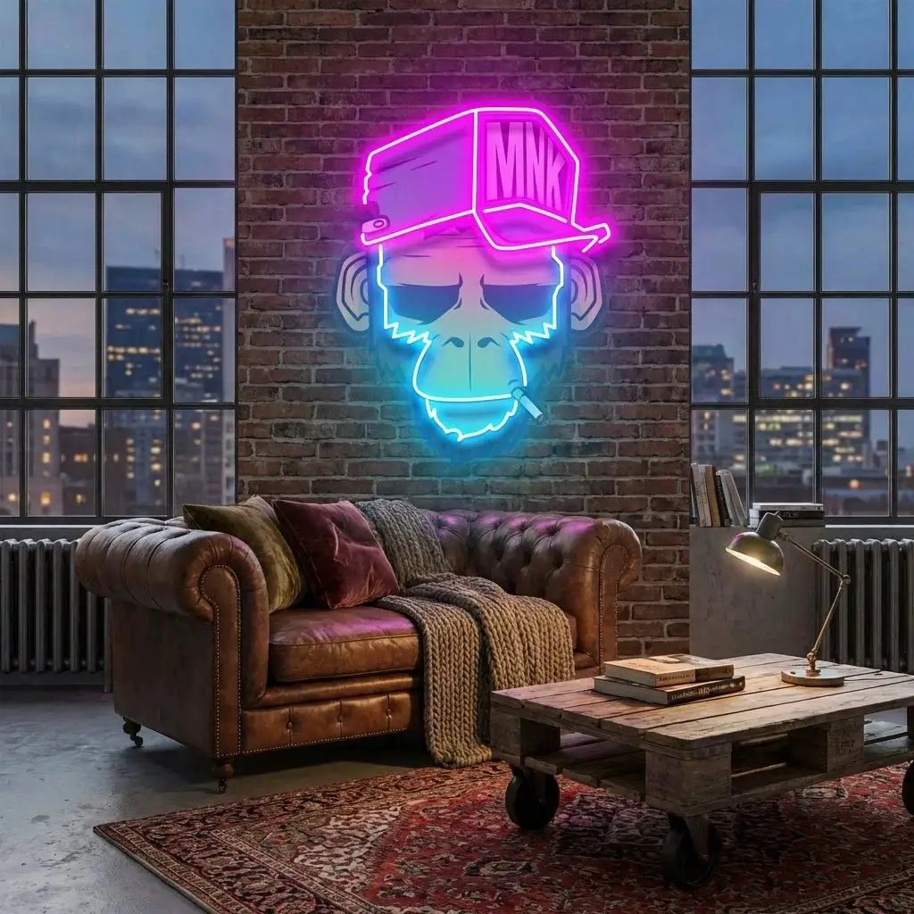 Monkey Smoke Artwork Led Neon Sign Light