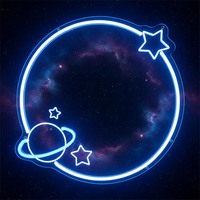 Planet Mirror Neon Sign for Kids Room Locker Room Bedroom Decor