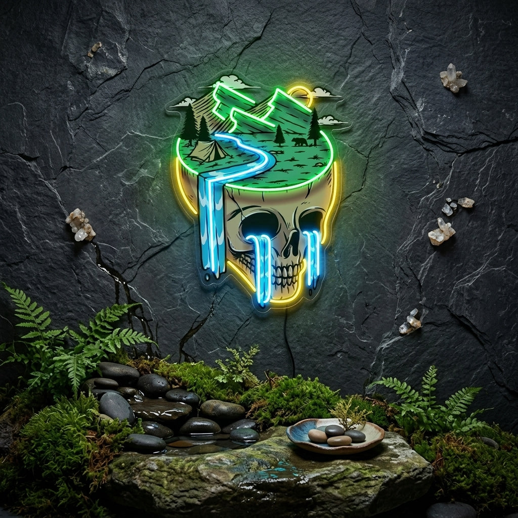 Mountain View Skull LED Neon Sign Light Pop Art