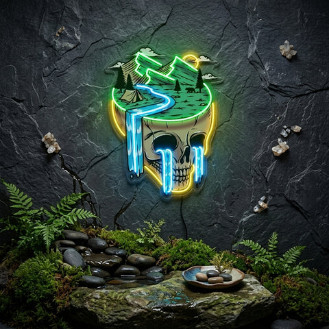 Mountain View Skull LED Neon Sign Light Pop Art