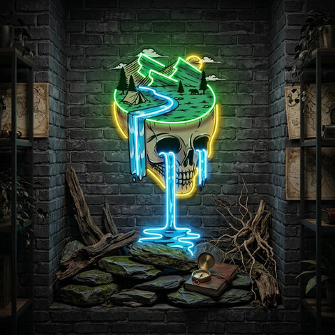 Mountain View Skull LED Neon Sign Light Pop Art