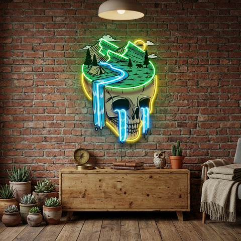 Mountain View Skull LED Neon Sign Light Pop Art