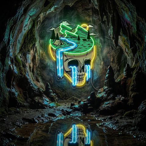 Mountain View Skull LED Neon Sign Light Pop Art