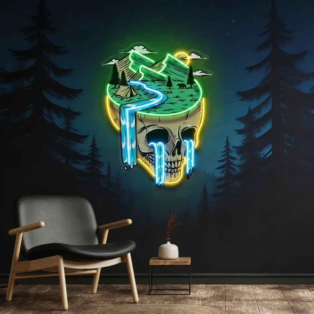 Mountain View Skull LED Neon Sign Light Pop Art