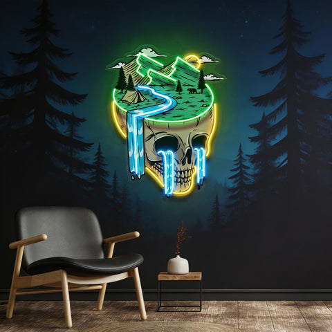 Mountain View Skull LED Neon Sign Light Pop Art
