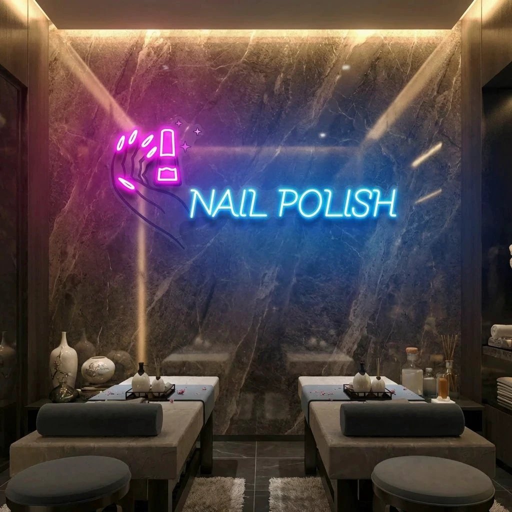 Hands Nail Polish Artwork Led Neon Sign Light, Nail Salon Decoration