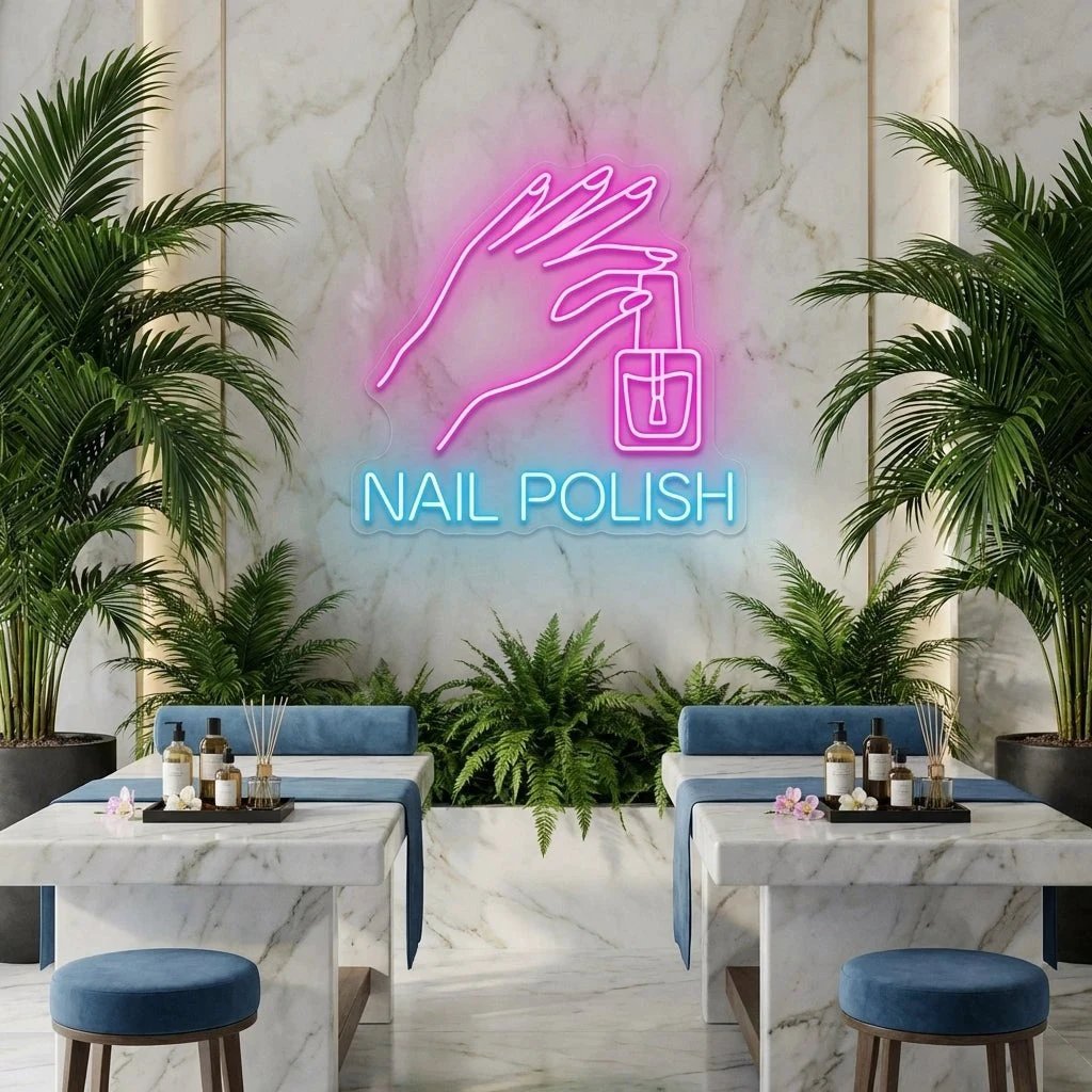 Hands Nail Polish Artwork Led Neon Sign Light, Nail Salon Decoration