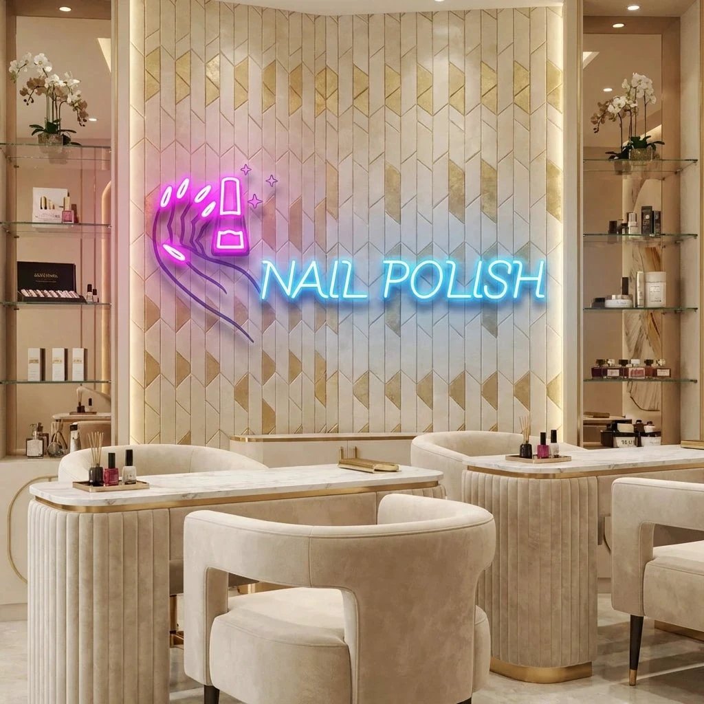 Hands Nail Polish Artwork Led Neon Sign Light, Nail Salon Decoration