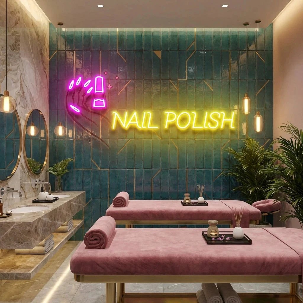 Hands Nail Polish Artwork Led Neon Sign Light, Nail Salon Decoration