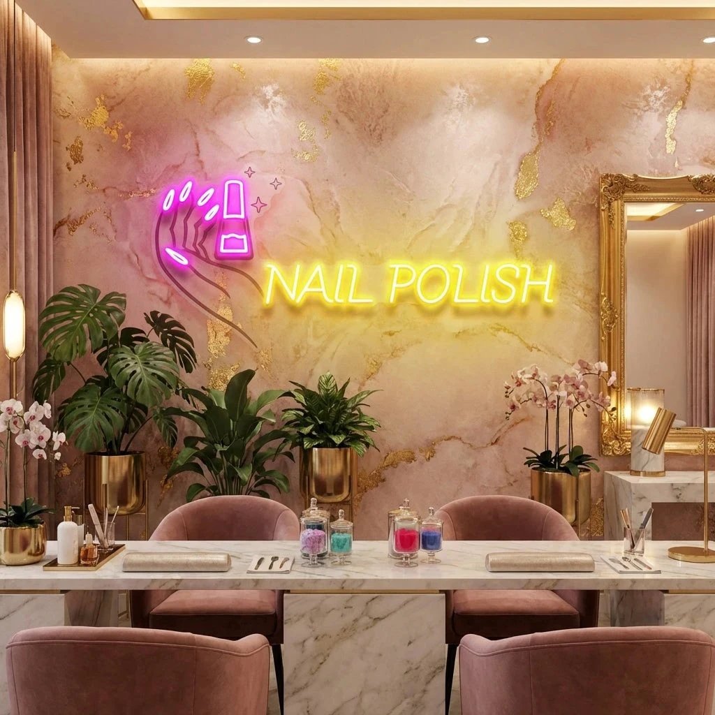 Hands Nail Polish Artwork Led Neon Sign Light, Nail Salon Decoration
